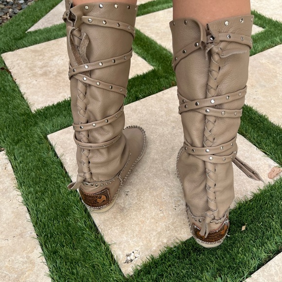 Hector Riccione moccasin boots tan leather - Picture 2 of 15